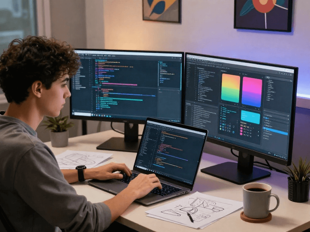 Innovative workspace featuring pikashow apk coding setup for app development