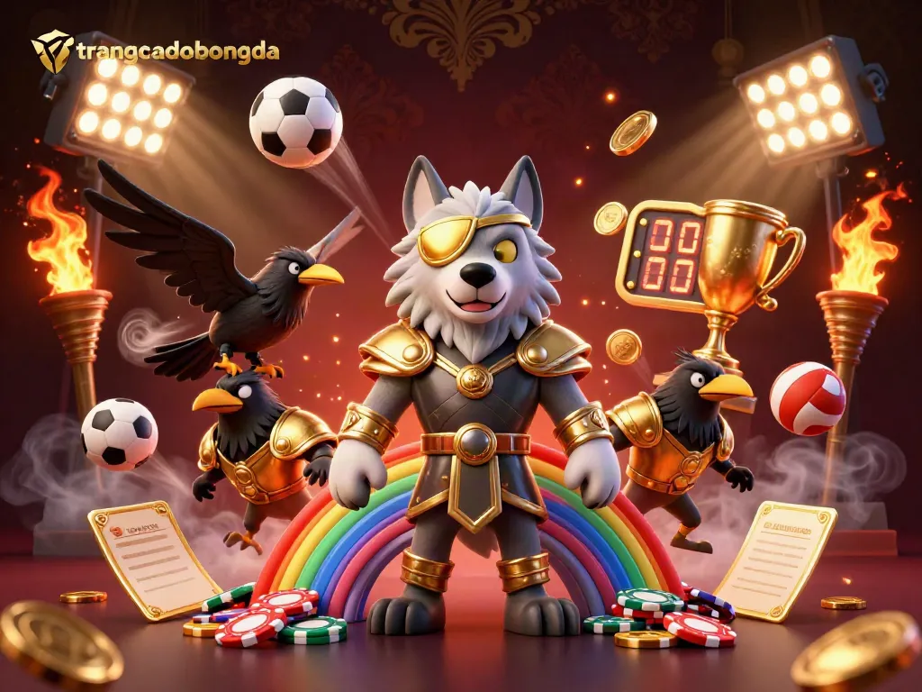Win with trangcadobongda as Odin and ravens amidst dynamic sports gaming elements.