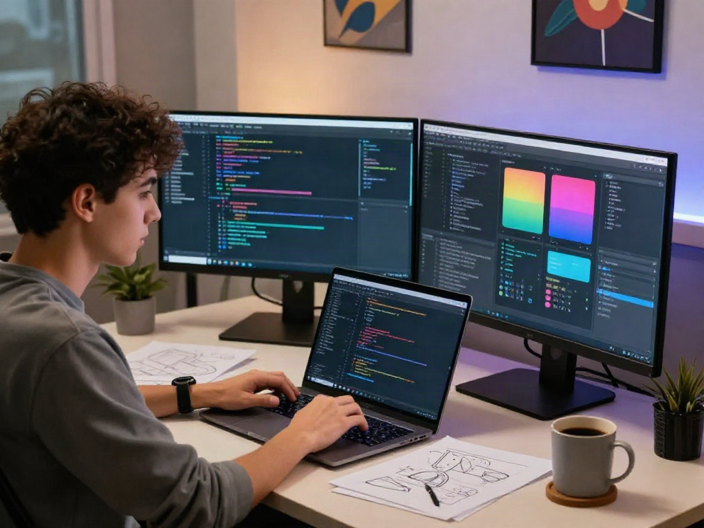 Innovative workspace featuring pikashow apk coding setup for app development