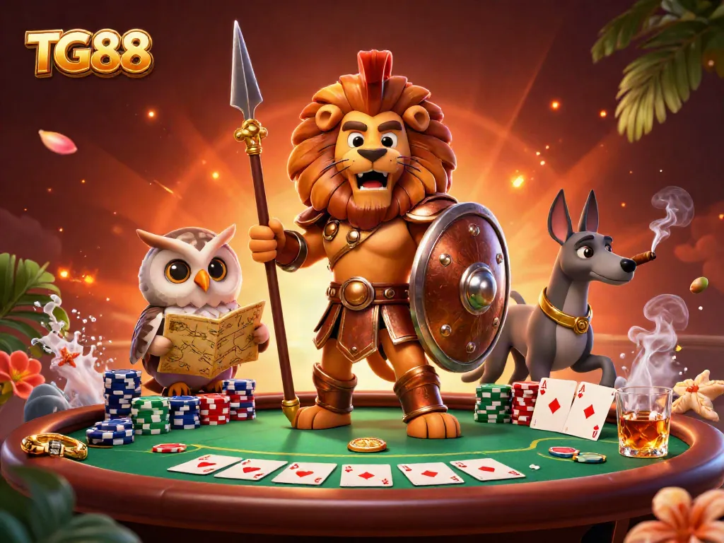 Experience the thrill of gaming at TG88 with our vibrant casino illustration.