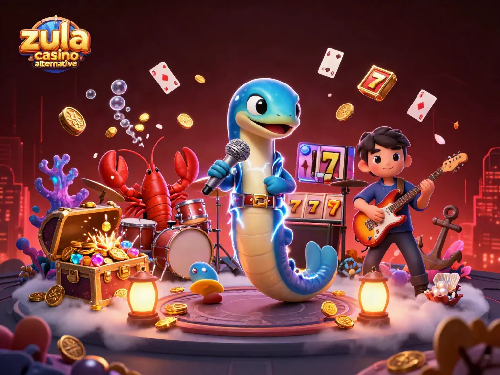 Experience fun at Zula casino alternative with an underwater casino party featuring vibrant characters and games.