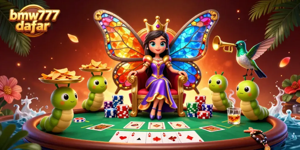 Daftar bmw777 untuk permainan poker seru dengan ratu kupu-kupu dan hiasan kasino