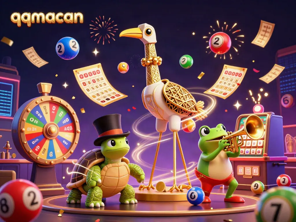 Experience the excitement of qqmacan with a lively, vibrant illustration featuring a unique casino atmosphere.