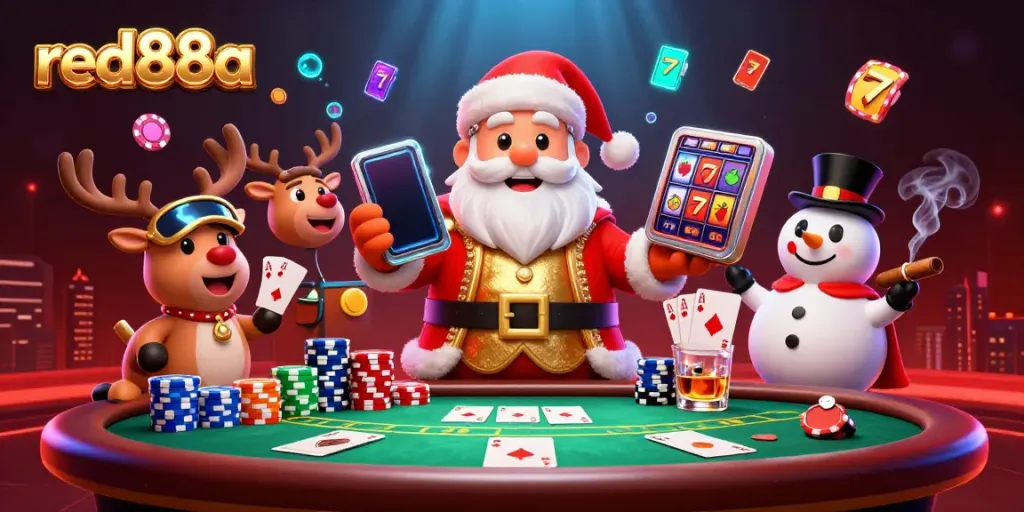 Experience thrilling jackpots at red88a with Santa and friends in an animated casino.