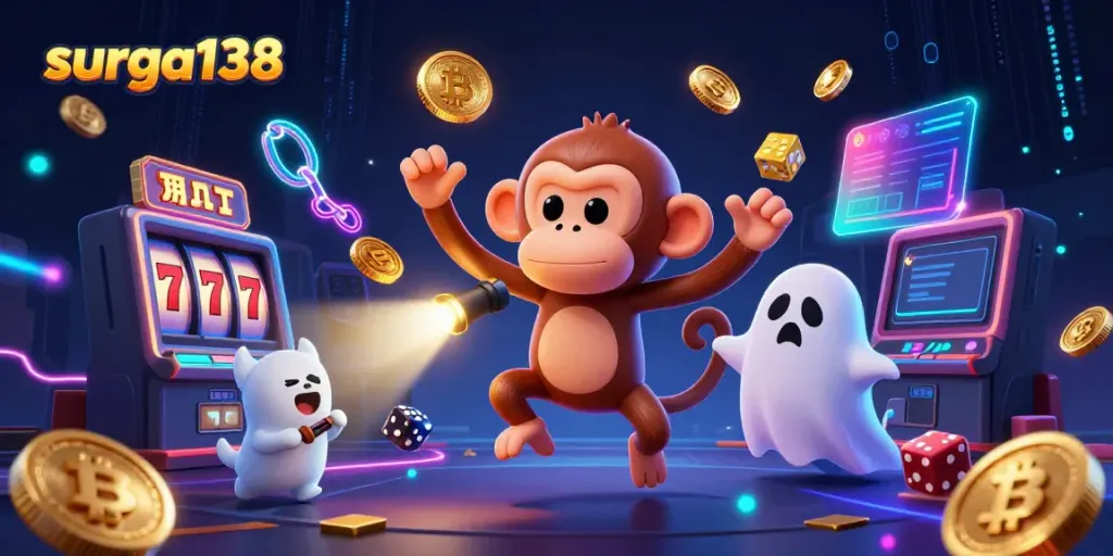 Gali pengalaman kasino yang menarik di surga138 dengan karakter kartun dan elemen blockchain.