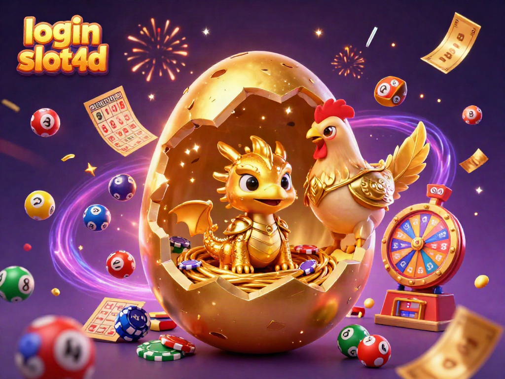 Engaging characters promoting login slot4d amidst vibrant casino elements, celebrating wins.
