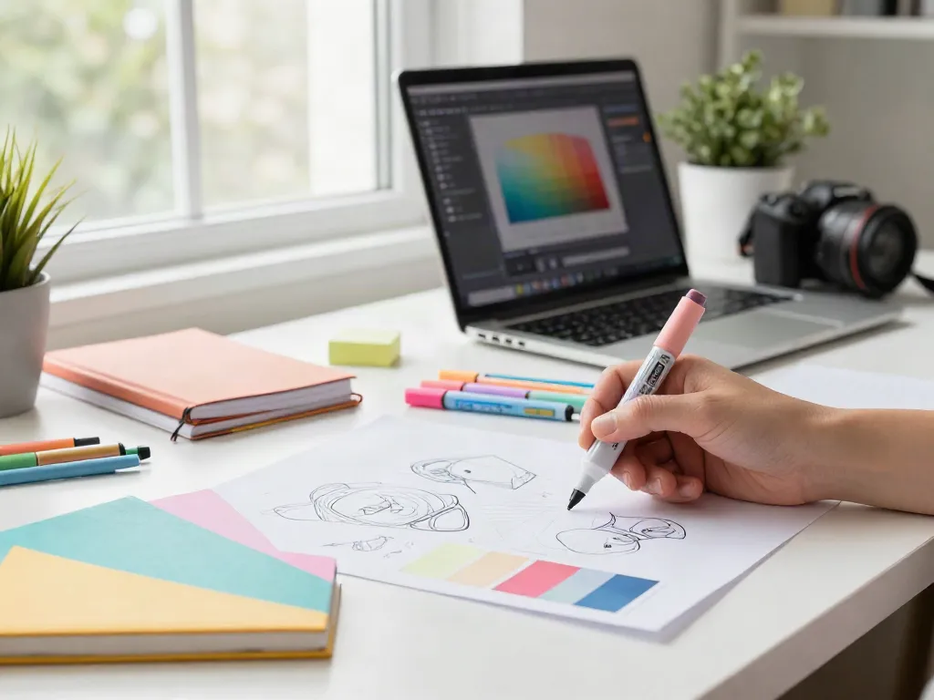 Colorful highlighter pens showcased on a bright artist's desk by a highlighter pen supplier.