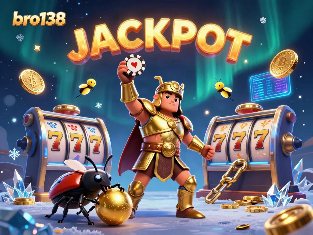 Join bro138 to win exciting jackpots and experience thrilling slot games with our vibrant 3D illustration.