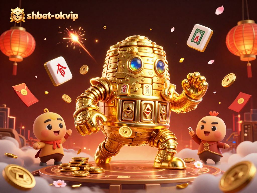 Experience shbet-okvip's thrilling slot adventure with golden golems and dynamic casino vibes.