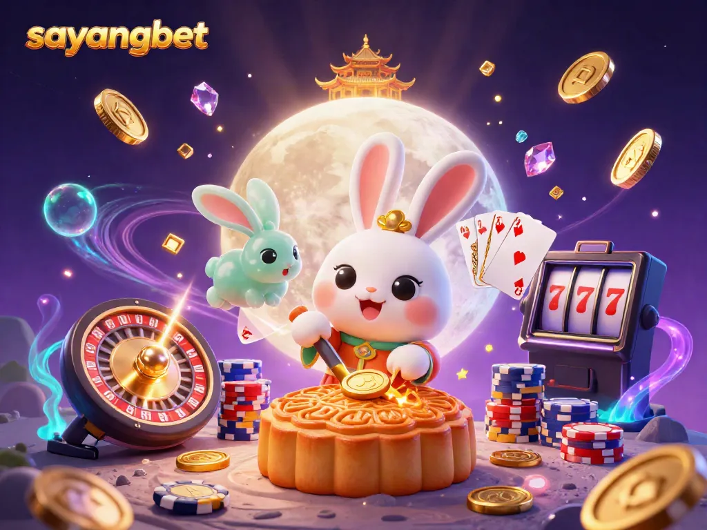Play games on Sayangbet while enjoying a vibrant 3D casino scene filled with fortune and excitement.