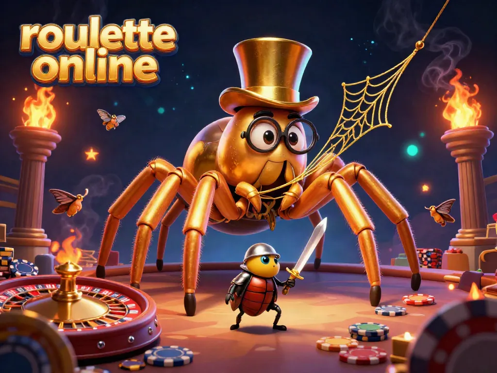 Engage in thrilling actions with the vibrant roullete online scene featuring a tarantula and beetle knight.