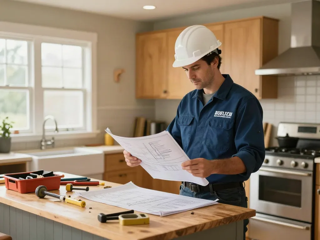 A professional kitchen remodel company in Seattle, a trusted provider of local services, works on a client's kitchen renovation.