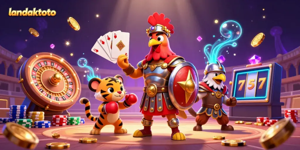 Menggandakan kesenangan bermain dengan landaktoto, rooster gladiator dan uang emas berkilau.
