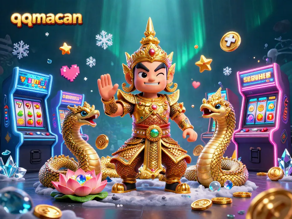 Play thrilling games with qqmacan as you enjoy the vibrant and dynamic casino-themed scene.