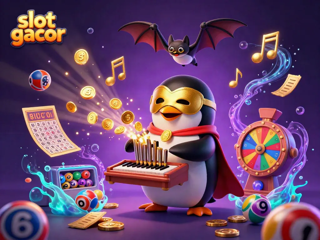 Experience the excitement of slot gacor with golden coins and vibrant casino elements in a fantasy scene.