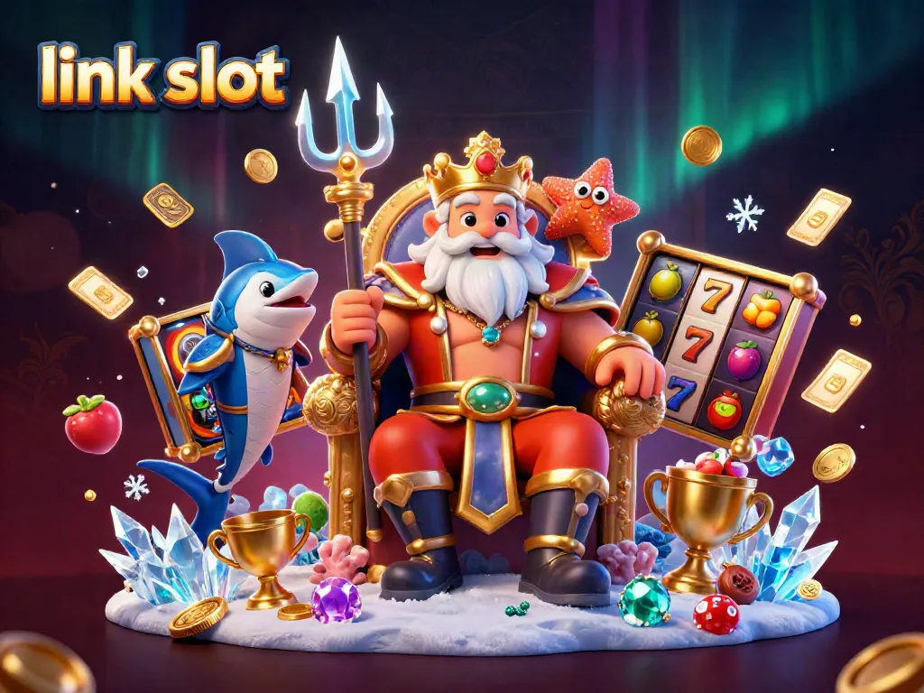 Experience link slot action with Neptune, samurai, and dynamic gaming elements in a vivid 3D illustration.