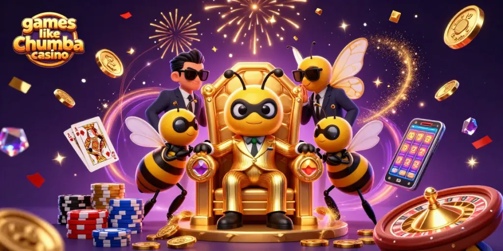 Experience games like Chumba Casino with vibrant slots, a cartoon mob boss, and dazzling gold coins!