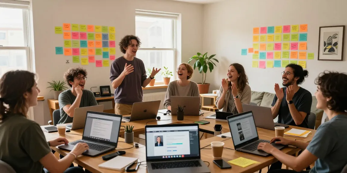 Engaging online improv classes with participants sharing laughter and creativity in a virtual setting.