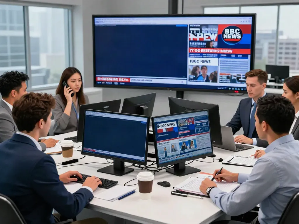 ABC News reviewed team collaborating in a vibrant newsroom