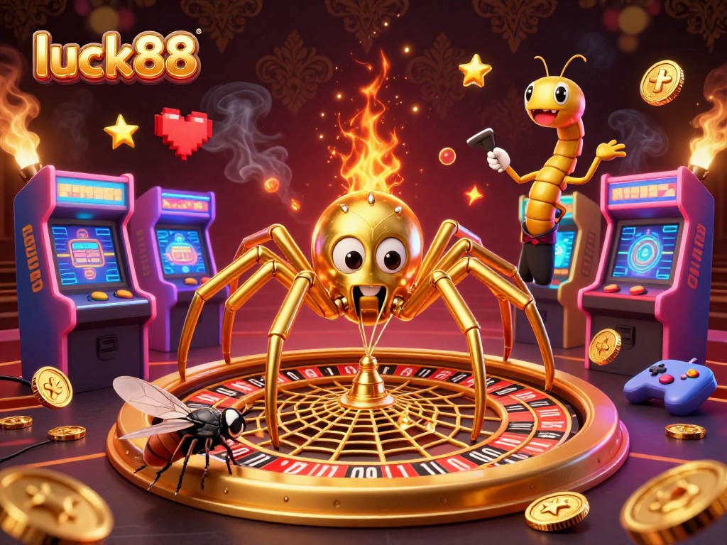 Place bets with luck88 in a vibrant casino scene featuring unique game elements and characters.
