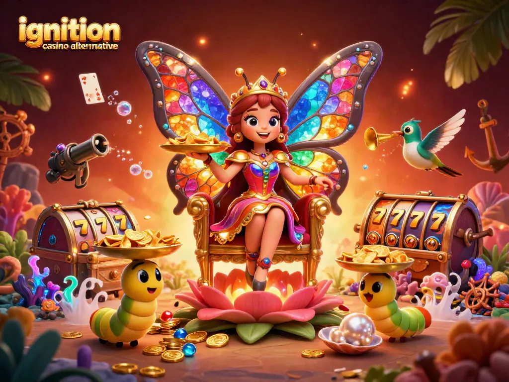 Engage with the ignition casino alternative as vibrant characters celebrate gaming with chips and cards.