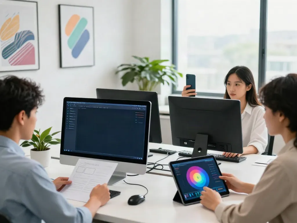 Alternatives to QOVES showcased in a modern office with diverse individuals using facial analysis apps.
