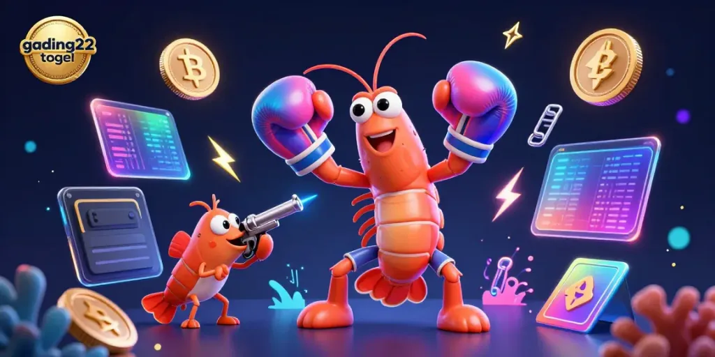 Experience the excitement of gading22 togel in a vibrant 3D illustration with underwater gambling elements.